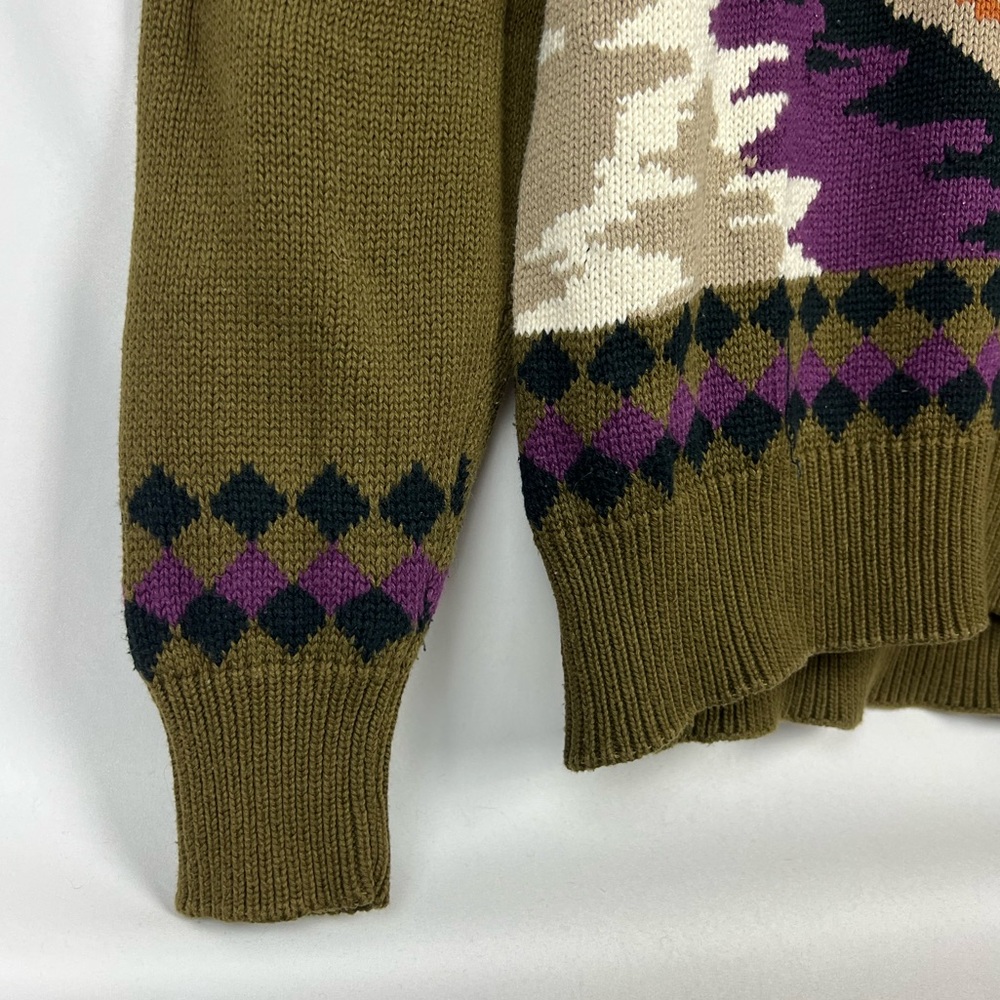 Vintage 90s Hand Intarsia Knit Sweater Sz M The Great Outdoors Canoeing Fishing - Picture 4 of 6